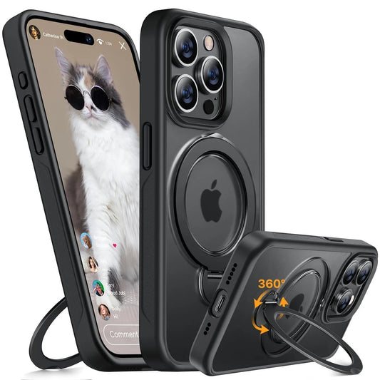 Miracase for iPhone 15 Pro Case: 360° Spin Magnetic Stand with MagSafe, Military