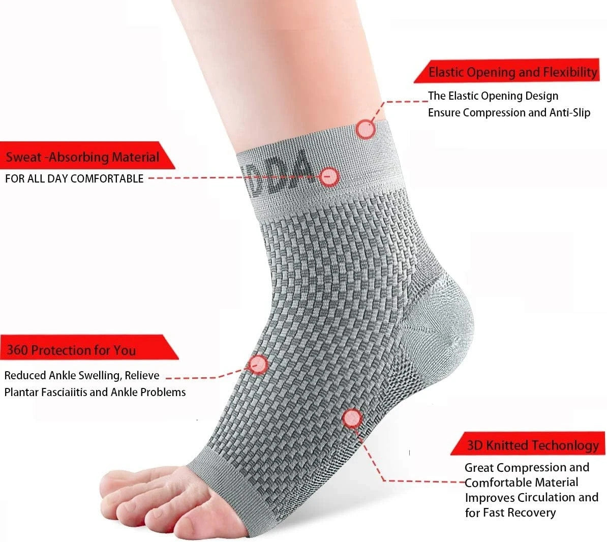 AVIDDA 2 Pack Ankle Support Brace for Men and Women, Compression Sleeve Socks M