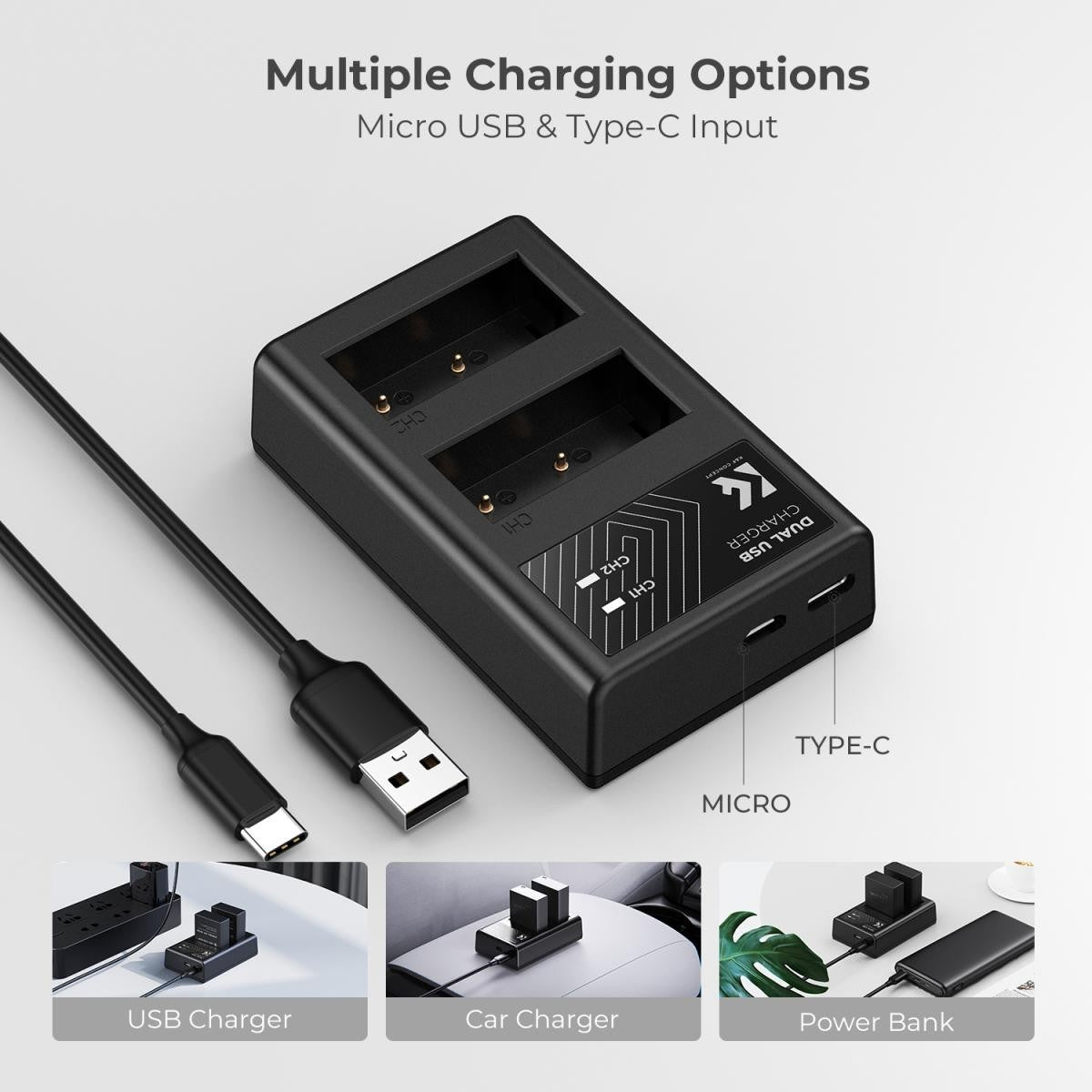 K&F Concept NP-W126 Camera Battery & Dual Charger Kit for Fujifilm XT30 XT20 A5