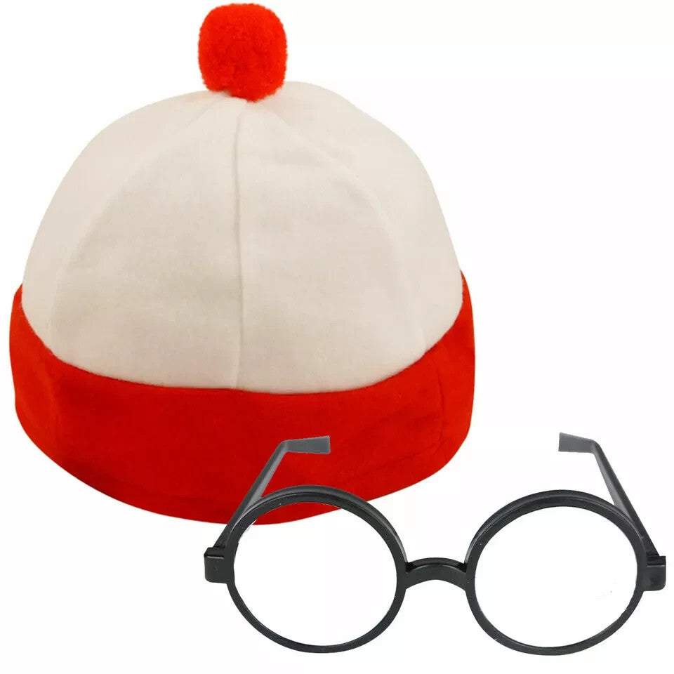 Kids Where's Wally Red & White Strips  Fancy Dress Book Day Fancy Costume 