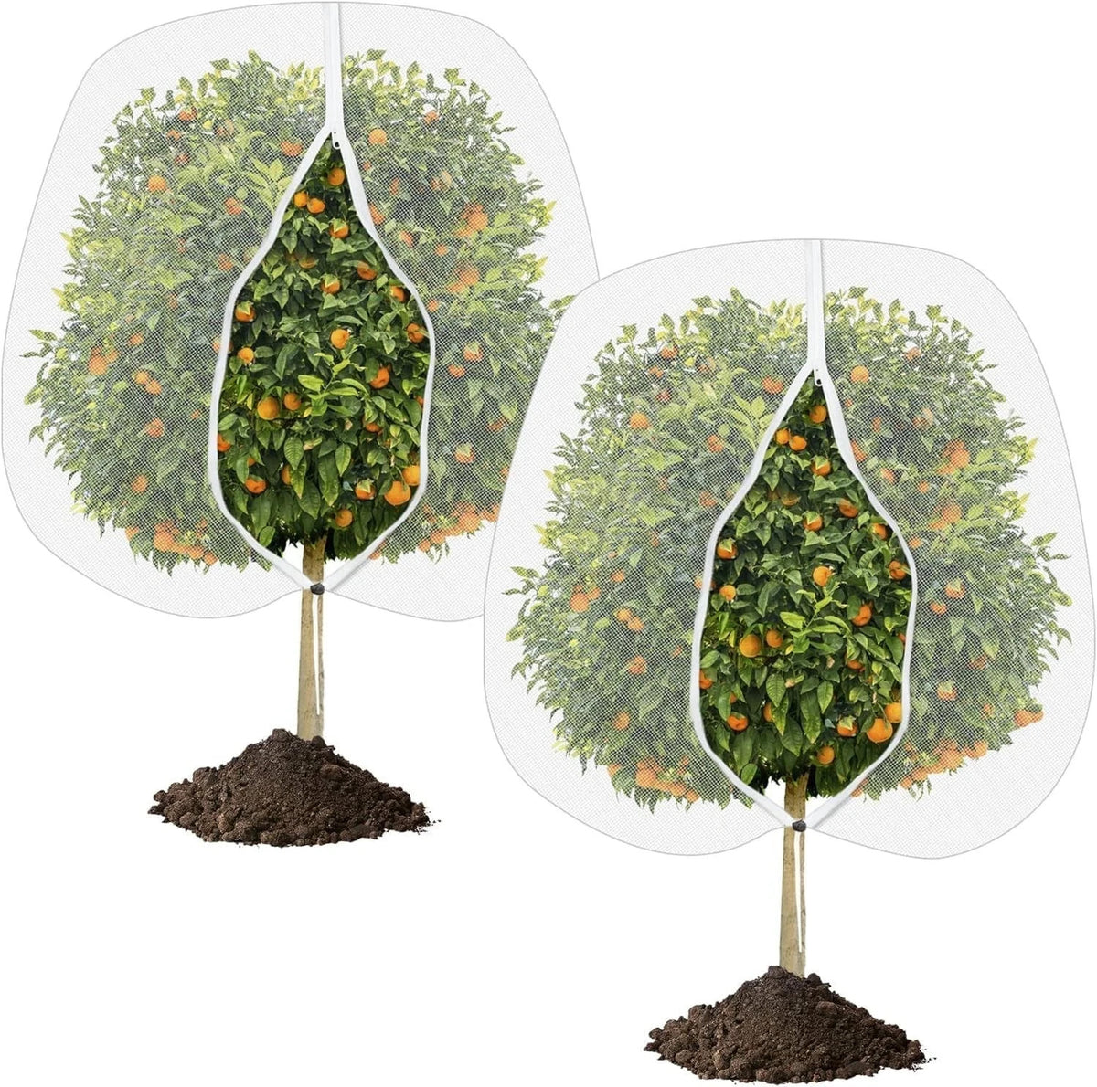 2 Pack Fruit Tree Insect Net Covers 100x150cm Fine Mesh with Zipper & Drawstring
