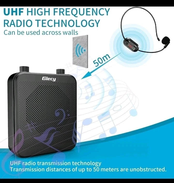 Giecy G300 30W Portable Voice Amplifier UHF Headset Mic Bluetooth PA Speaker