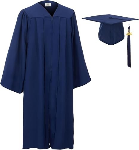 GradClassical Graduation Black Gown and Cap Set, Adults Unisex 57" 6ft - 6'2ft