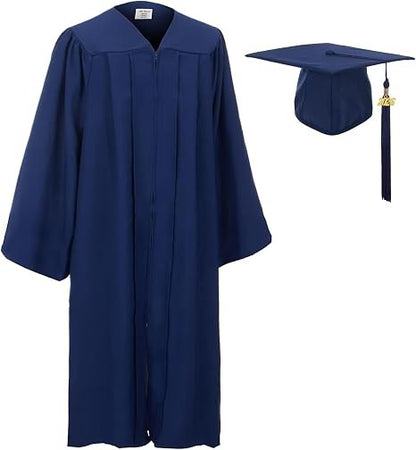 GradClassical Graduation Black Gown and Cap Set, Adults Unisex 57" 6ft - 6'2ft