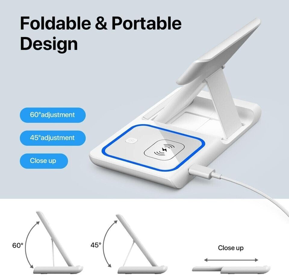 3in1 Wireless Charger Dock Charging Station For Apple Watch Airpods iPhone Black