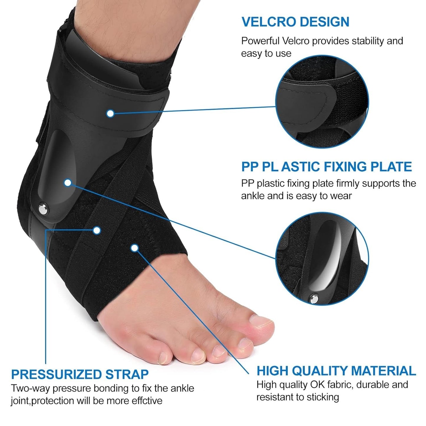 Ankle Brace Support Pain Relief With Side Stabilizers Brace Fixing Protection XL