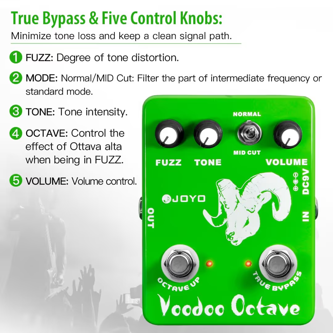 JOYO Voodoo Octave Fuzz Electric Guitar Pedal Germanium Fuzz 60's Rock Pedal(OP)