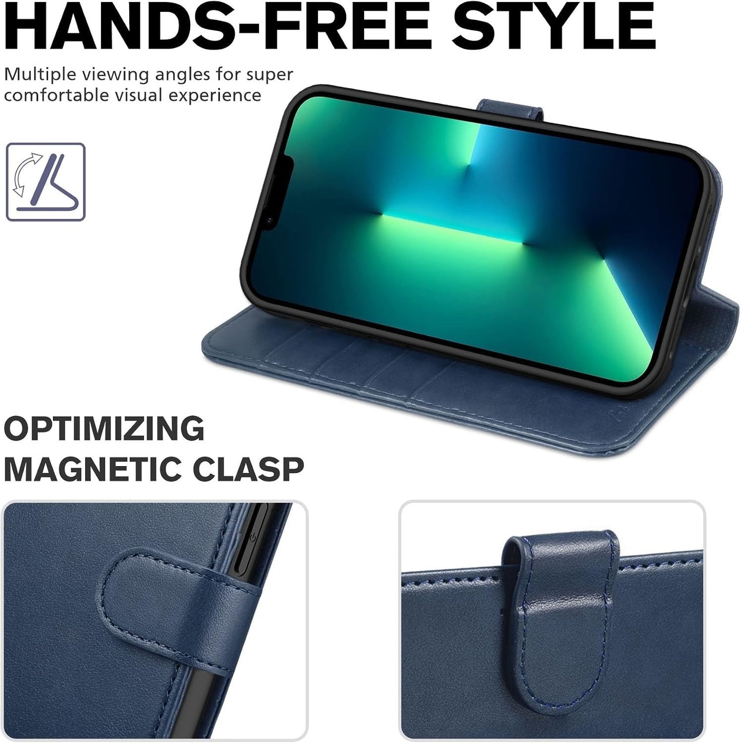 Tucch Wallet Case For Iphone 13 Pro Max 6.7" Dark Blue - New