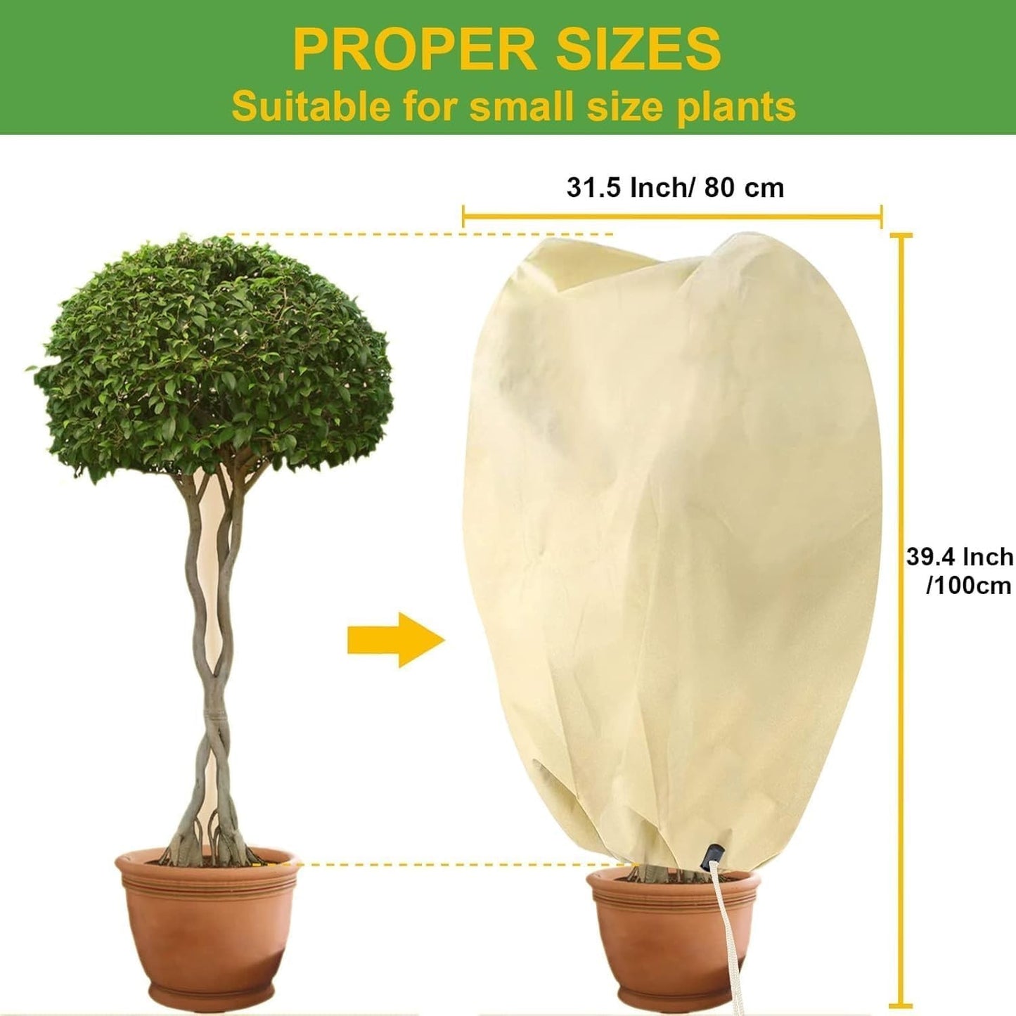 8 x Plant Frost Protection Covers Warming Jackets Bag Fleece Washable 80 x 60 cm