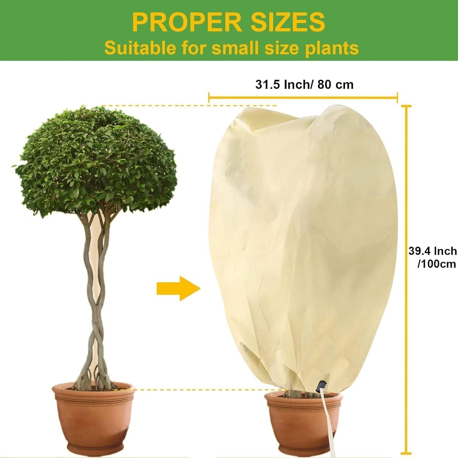 8 x Plant Frost Protection Covers Warming Jackets Bag Fleece Washable 80 x 60 cm