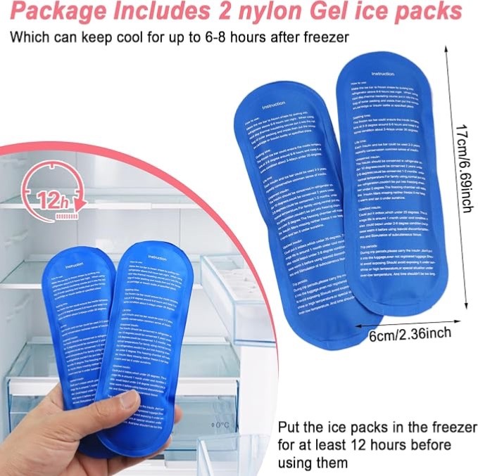 Insulin Pen Cooler Travel Case Diabetic Medication Insulated with 2 Ice Pack UK