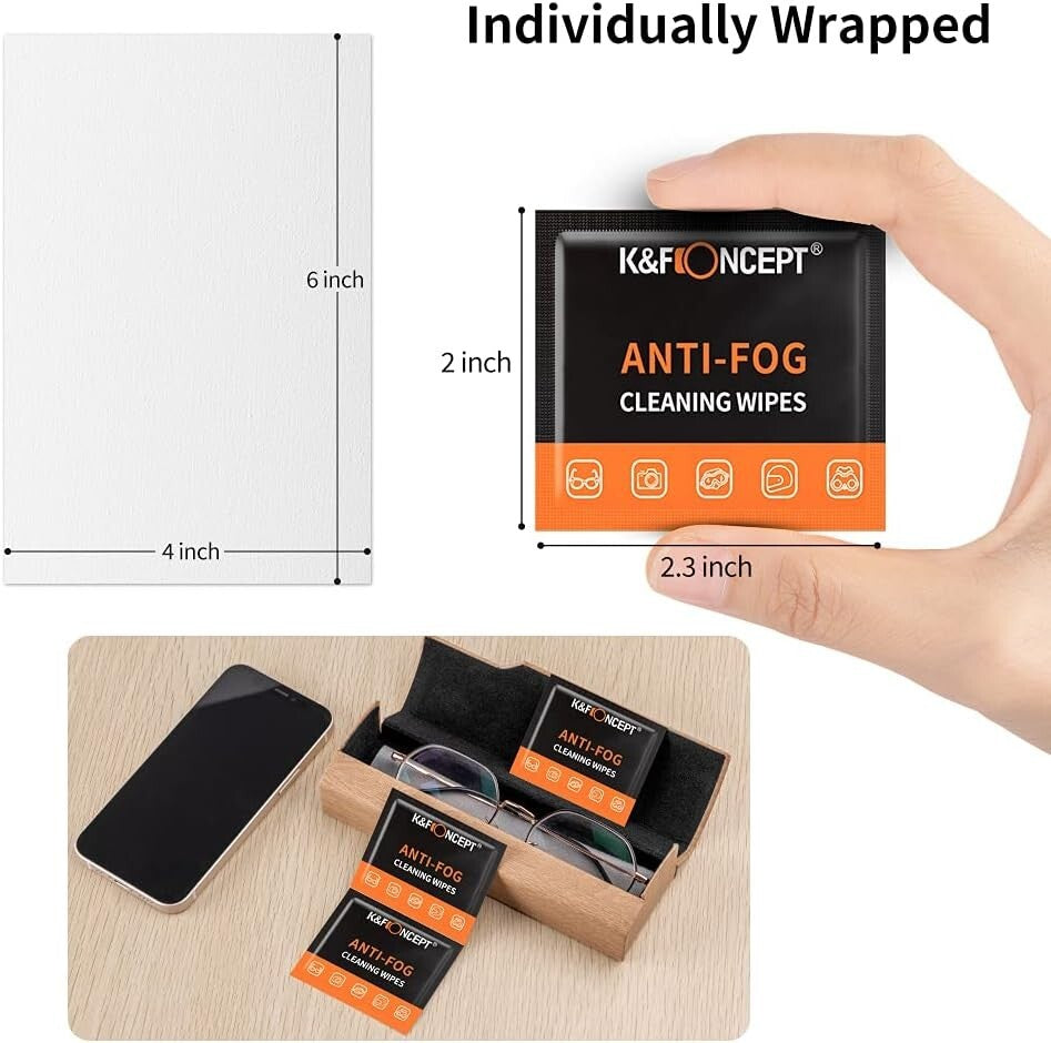 No Fog Lens Cleaning Wipes - 120 Wipes - K&F Concept 120 Pack Anti Fog Wipes