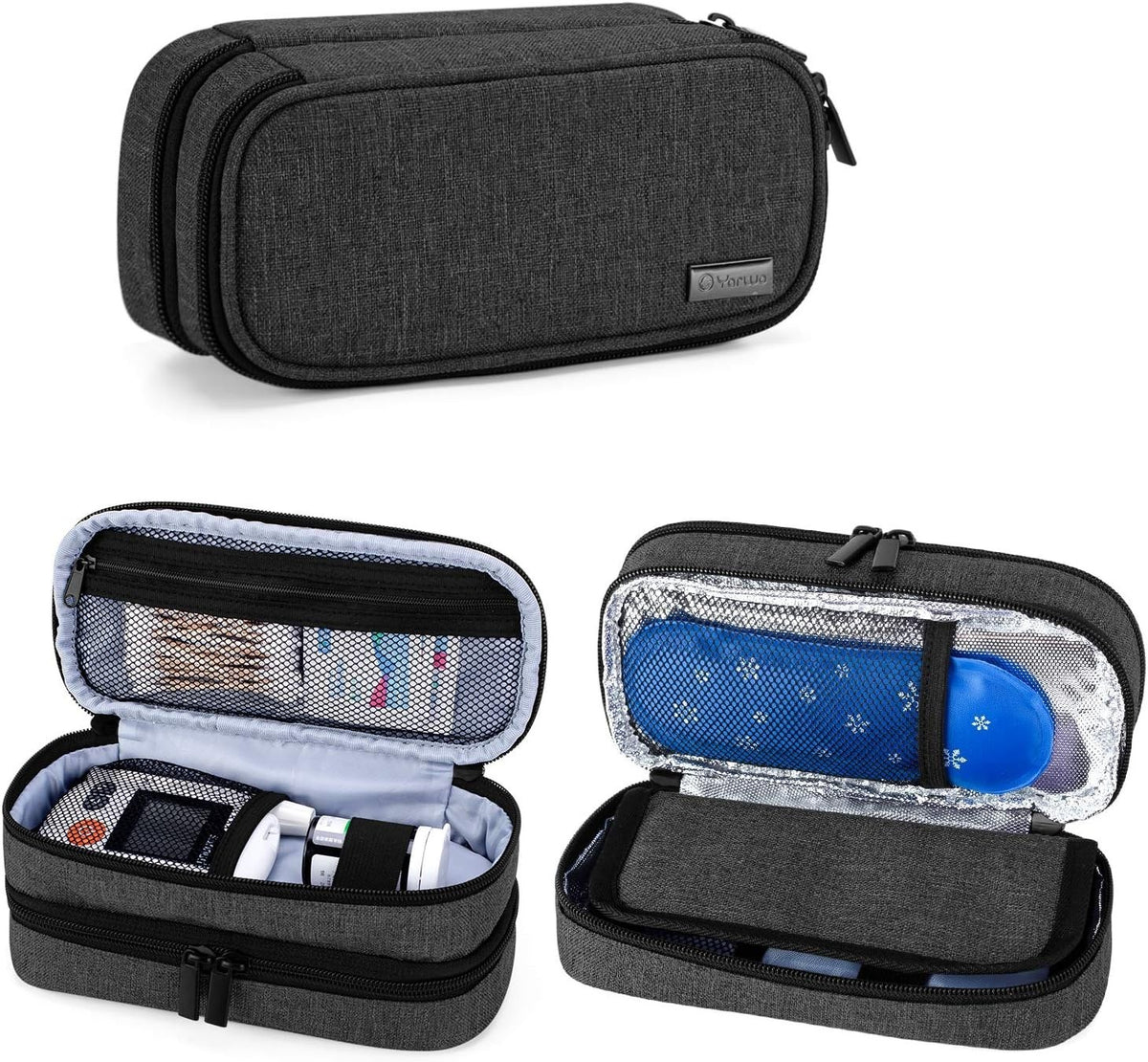 Yarwo Insulin Cooler Travel Case, Double-Layer Diabetic Travel Case with 2 Ice 