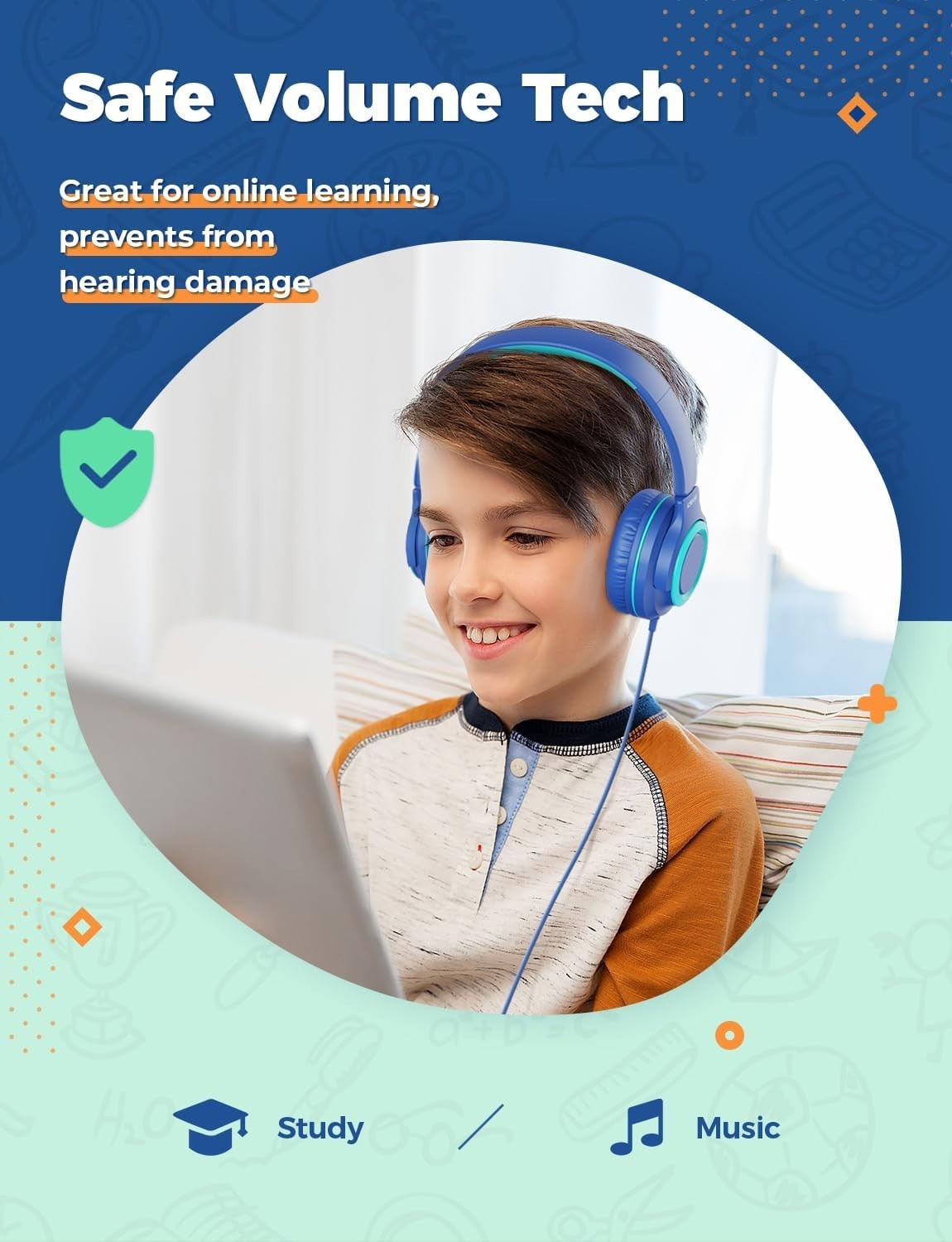 Iclever HS22 Kids Headphones Wireless, 60H Play Time, Dba Safe Volume - 2 Pack