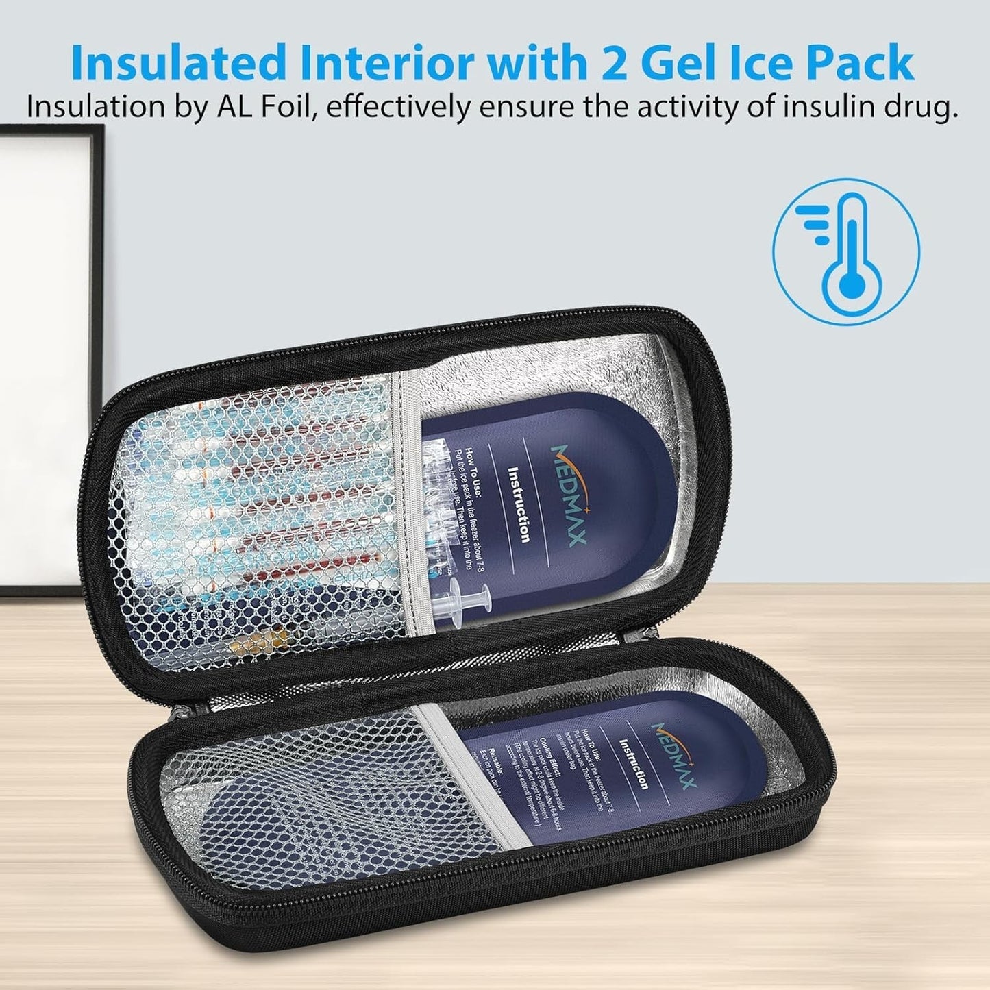 MEDMAX Insulin Cooler Bag with 2 Ice Packs Portable Diabetic for Insulin Pen