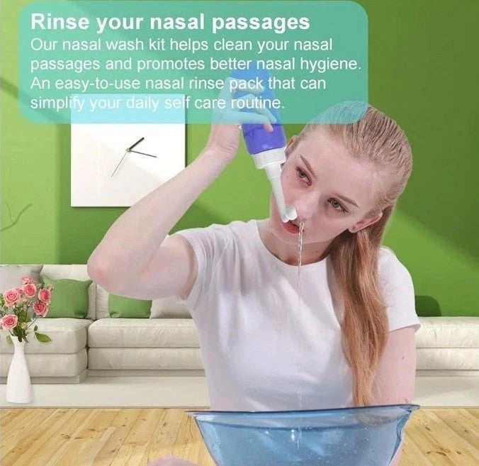 Nasal Rinse Kit – 300Ml Bottle + 5 Saline Packets – Neti Pot for Sinus Relief