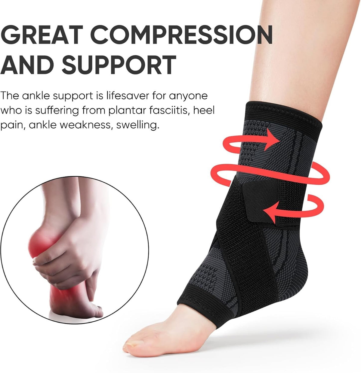Avidda Ankle Support Brace Size S (1 Pack) - Adjustable Compression Sleeve for P
