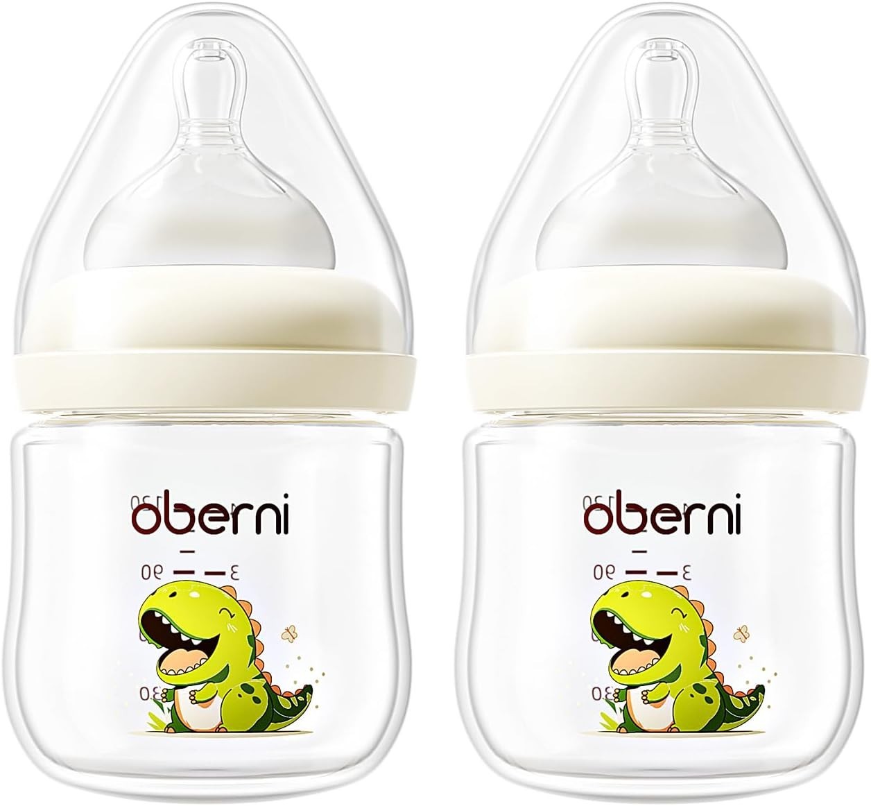 Oberni Baby Bottles with Size S Slow Flow Breast-Like Soft Teat for 0M+ 120ML X2