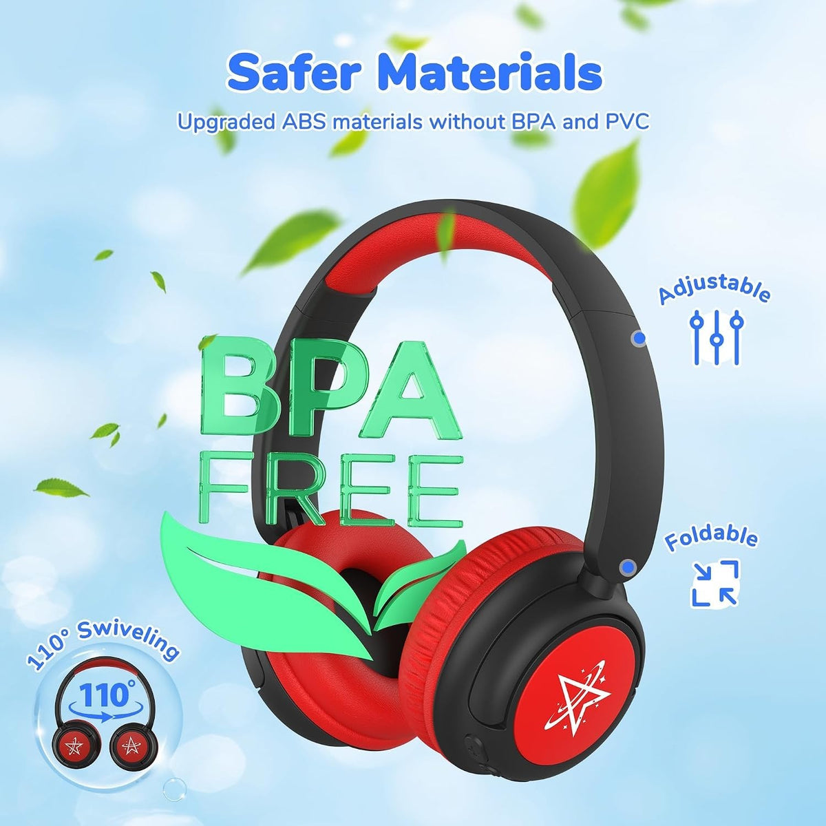 Iclever BTH22 Kids Headphones Wireless, 60H Play Time, 74/85 Dba Safe Volume