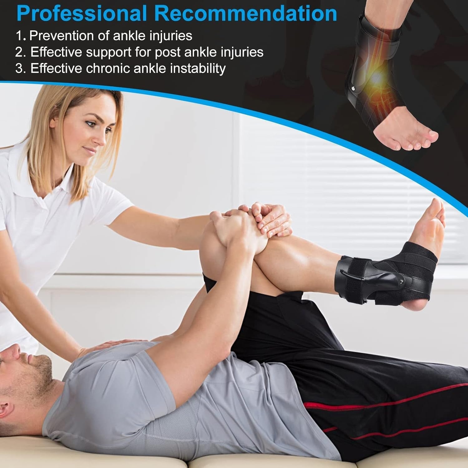 Ankle Brace Support Pain Relief With Side Stabilizers Brace Fixing Protection XL
