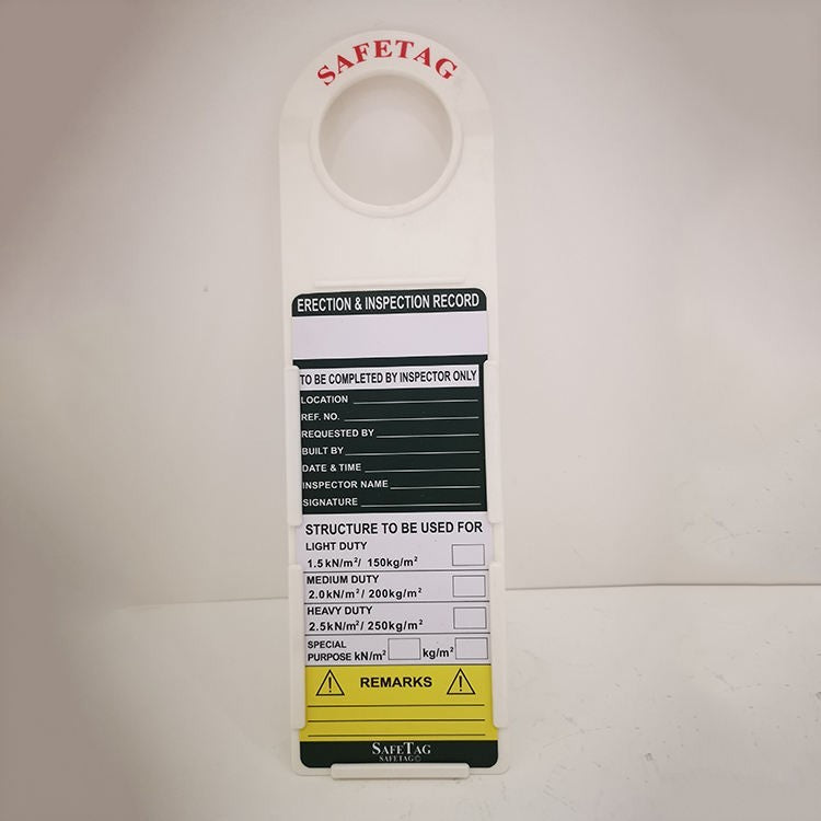 Safety Scaff Tags Set 10 Scaffold Safety Tags with 20 Inserts and Pen