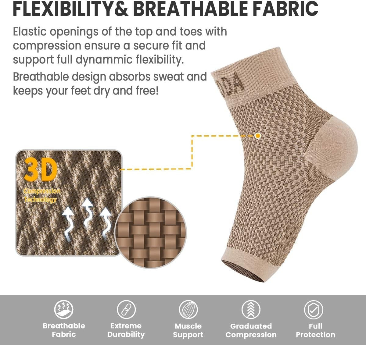 AVIDDA 2 Pack Ankle Support Brace for Men and Women, Compression Sleeve Socks M