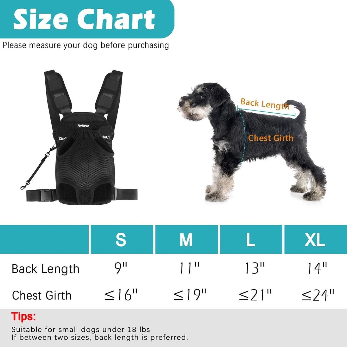 PetBonus Pet Front Dog Carrier Backpacks, Dog Carrier S M L & XL