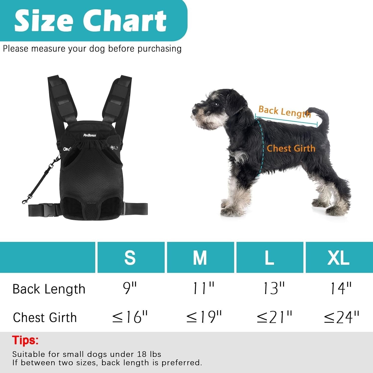PetBonus Pet Front Dog Carrier Backpacks, Dog Carrier S M L & XL
