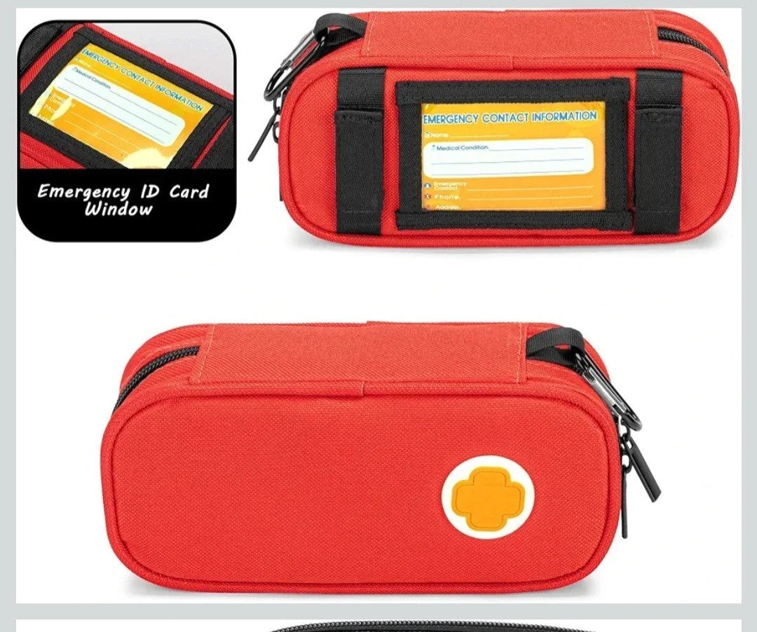 CURMIO Insulated Epipen Carrying Case, Medicine Supplies Storage Bag, Red