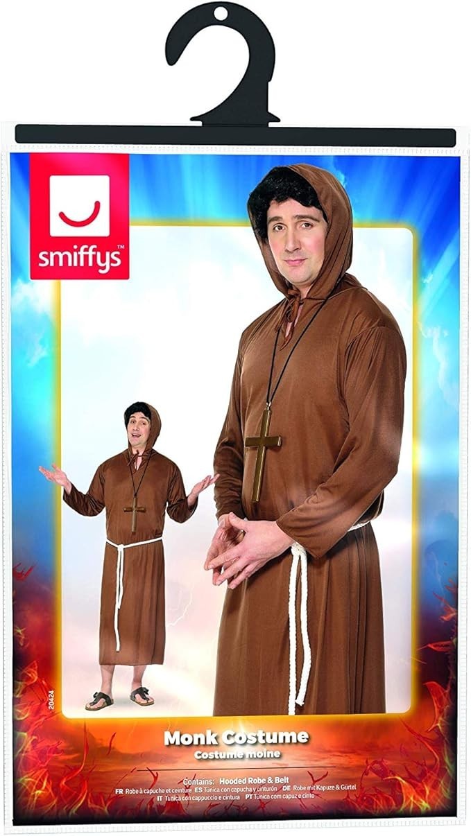 Adult Halloween Mens Monk Cosplay Robe Cloak Capes Friar Medieval Priest Costume