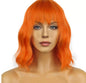 LANCAINI Wavy Wig With Bangs Women's Short Wigs Curly Wavy Bob Synthetic Cosplay