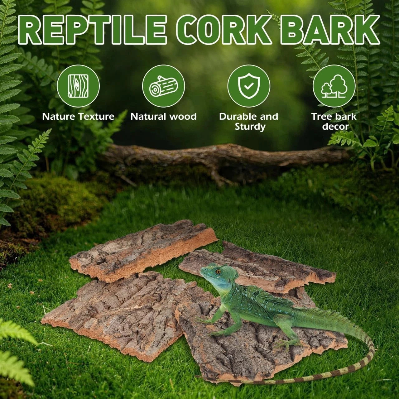 4Pcs Reptile Cork Bark Reptile Enclosure Background Cork Bark For Gecko