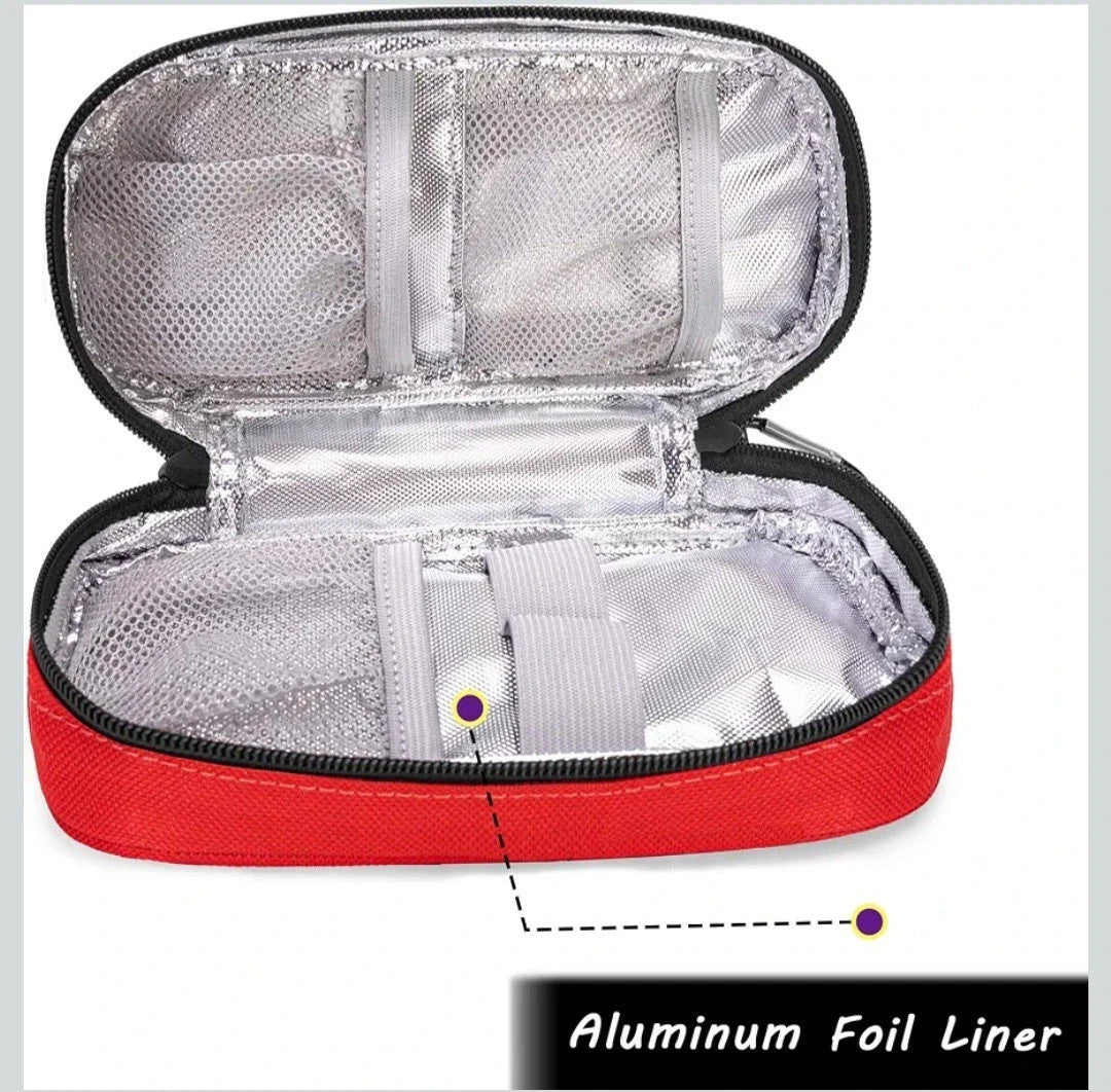 CURMIO Insulated Epipen Carrying Case, Medicine Supplies Storage Bag, Red
