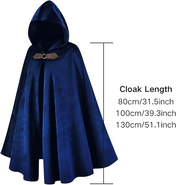 Hooded Robe Cloak Halloween Cape Wizard Knight Tunic Medieval Cosplay Costume