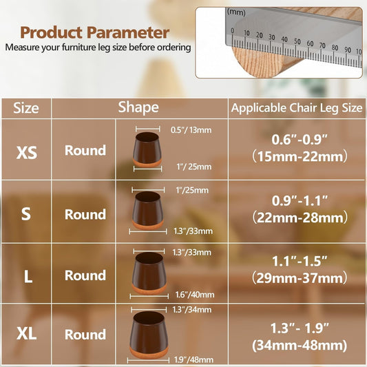 Chair Floor Leg Protectors (28-38MM) 28PCS, BAIPOK Silicon Chair Leg Caps