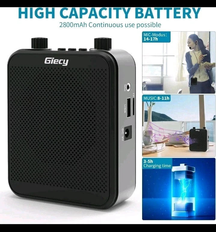 Giecy G300 30W Portable Voice Amplifier UHF Headset Mic Bluetooth PA Speaker