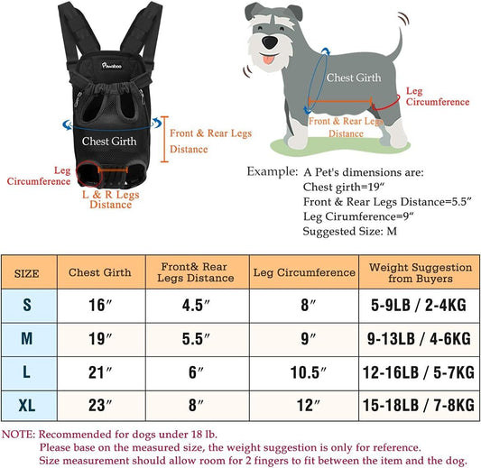 Pawaboo Pet Carrier Backpack, Adjustable Pet Front/Back Dog Bag, Hiking