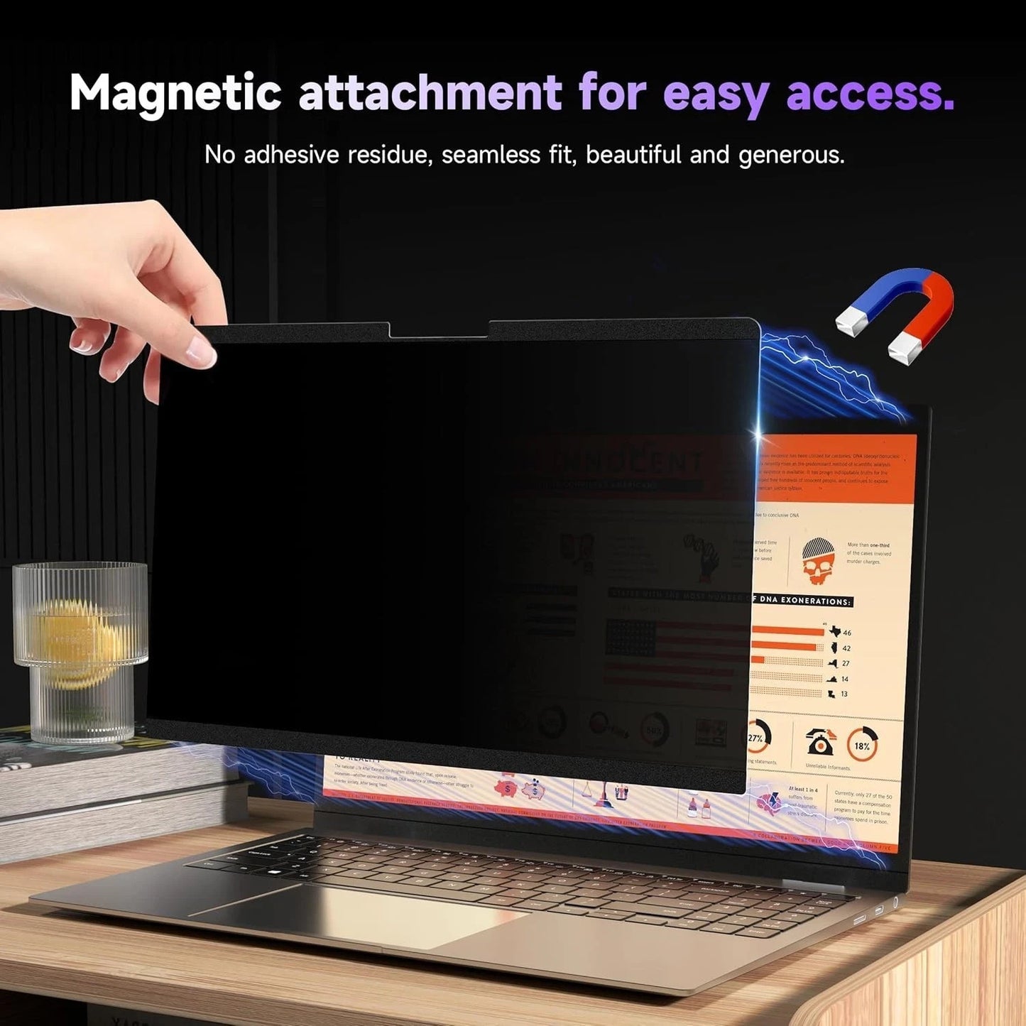 IPROKKO Laptop Privacy Screen 16 Inch  16.9  New w/Microfiber Cloth Magnetic