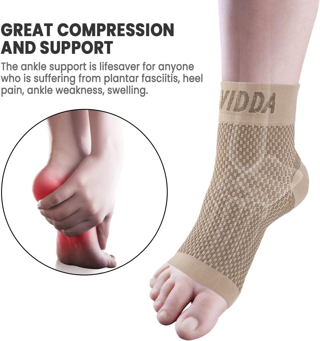AVIDDA 2 Pack Ankle Support Brace for Men and Women, Compression Sleeve Socks M