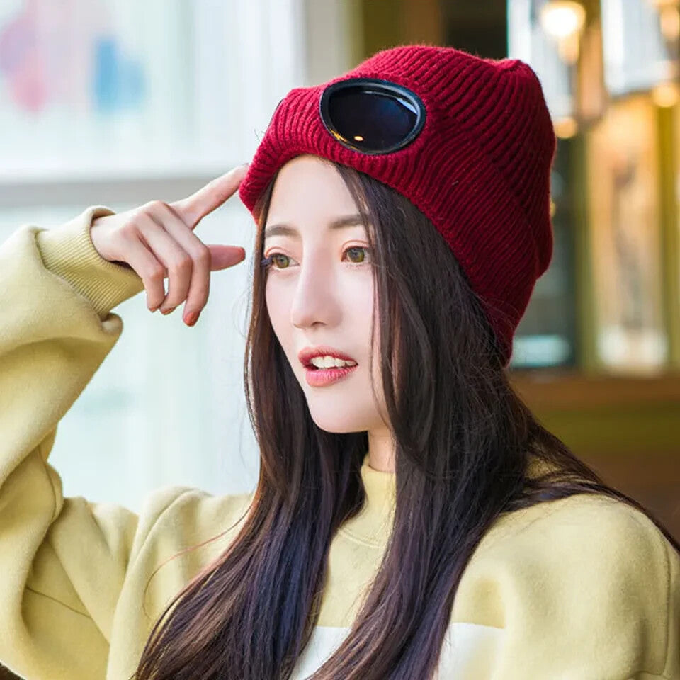 New Beanie Cp Knitted Hat Men Teens Woolen Winter Hats Cap Sunglasses goggles