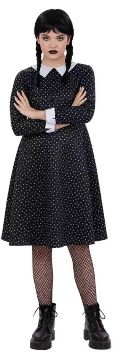 Addams Family Costume Kids Adults Halloween Fancy Dress School Girl Film