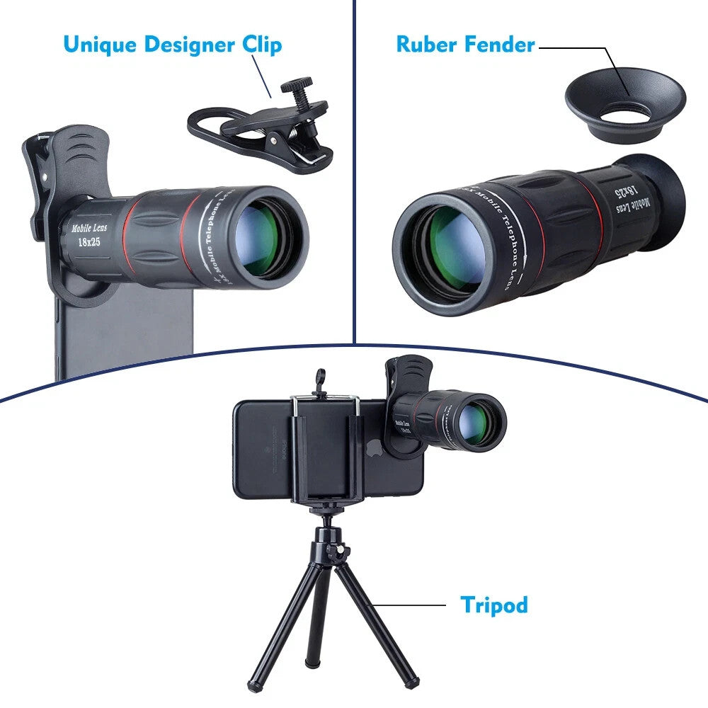 APEXEL 18X Telescope Camera Lens Zoom Telephoto Mobile Phone Lens Kit + Tripod