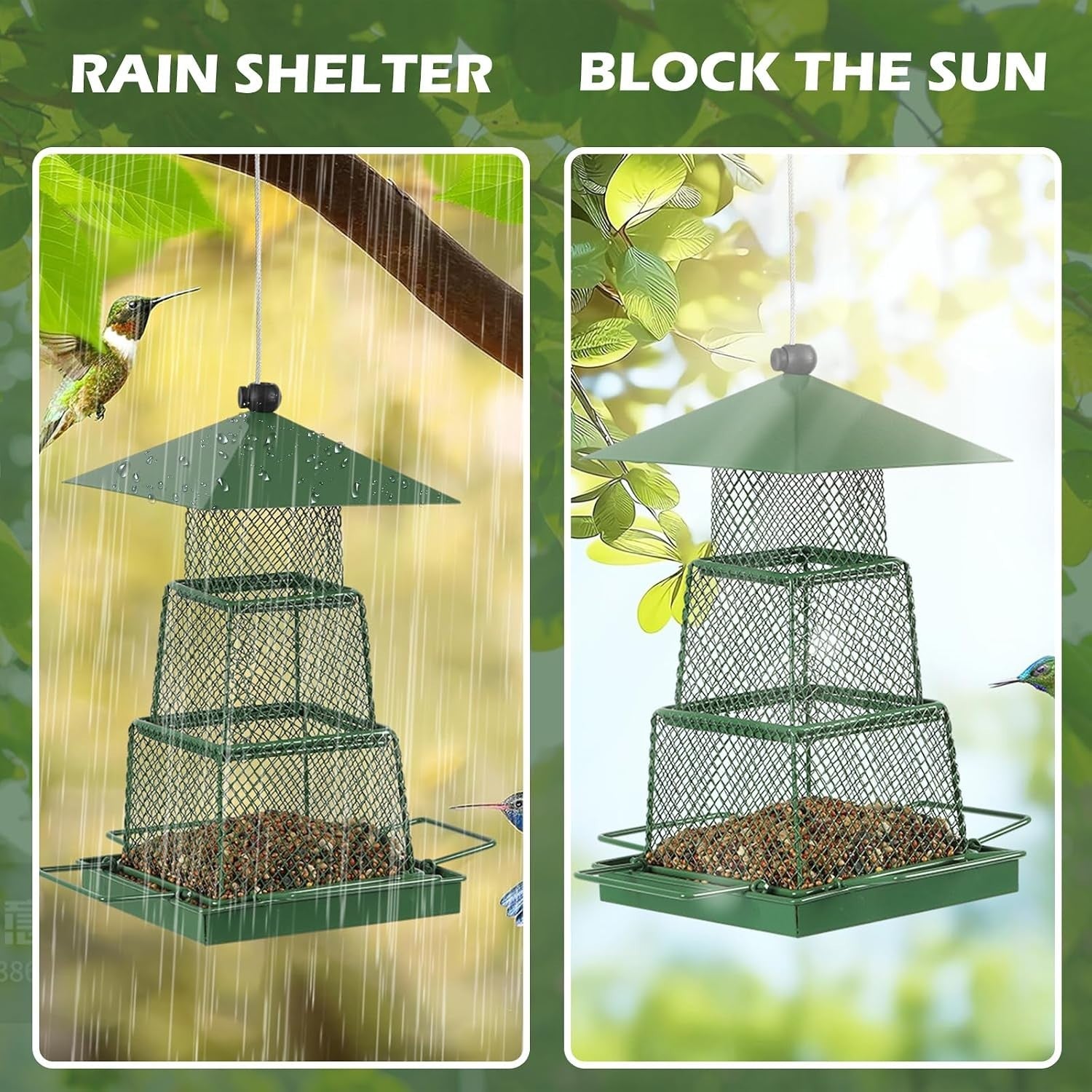 Squirrel Proof Hanging Bird Seed Feeder Heavy Duty Garden Wild Birds