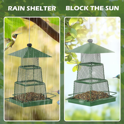 Squirrel Proof Hanging Bird Seed Feeder Heavy Duty Garden Wild Birds