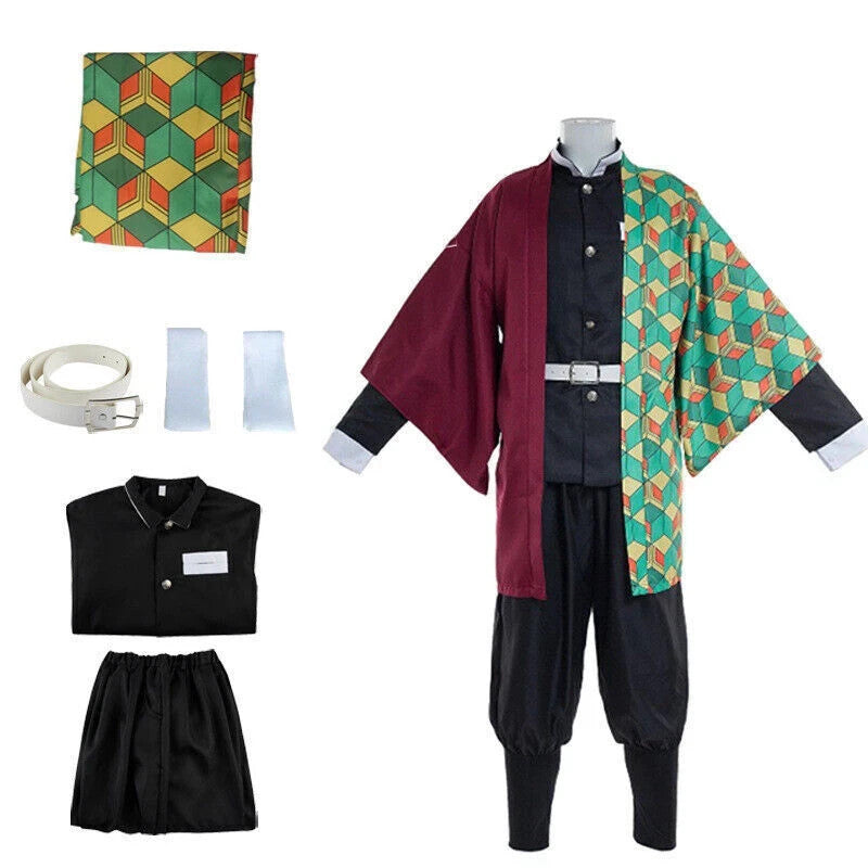 Demon Slayer Tomioka Giyuu Cosplay Costume Kimetsu no Yaiba Kimono Size XL