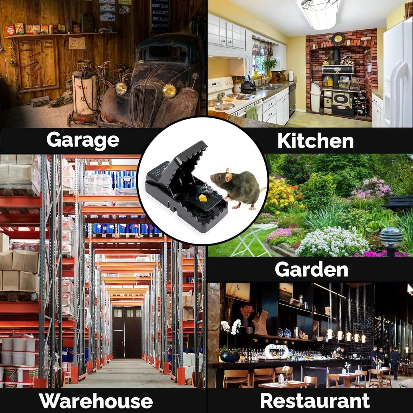 4 x METAL RAT TRAP PEST CONTROL RODENT INDOOR OUTDOOR CATCHER MOUSE LARGE