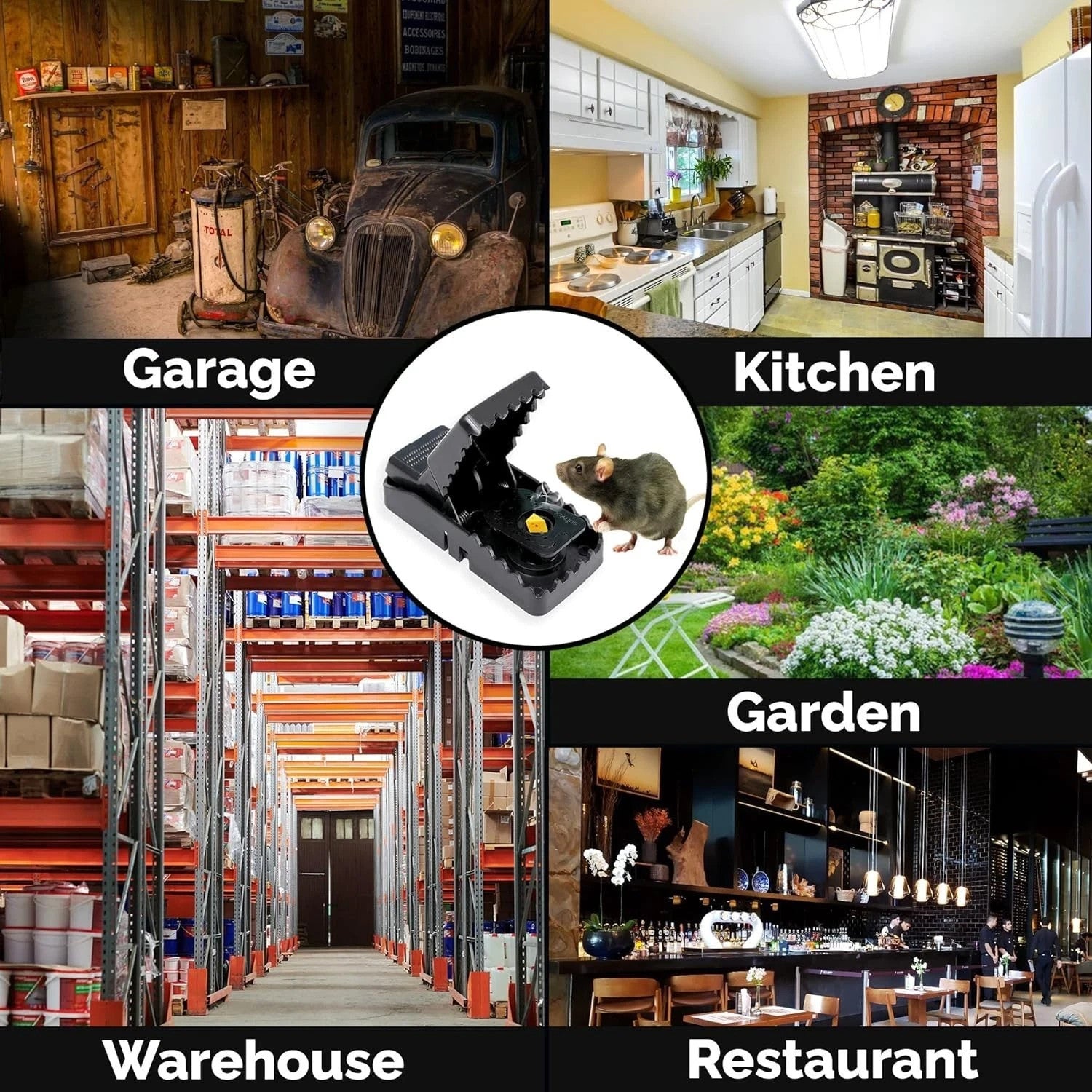 4 x METAL RAT TRAP PEST CONTROL RODENT INDOOR OUTDOOR CATCHER MOUSE LARGE