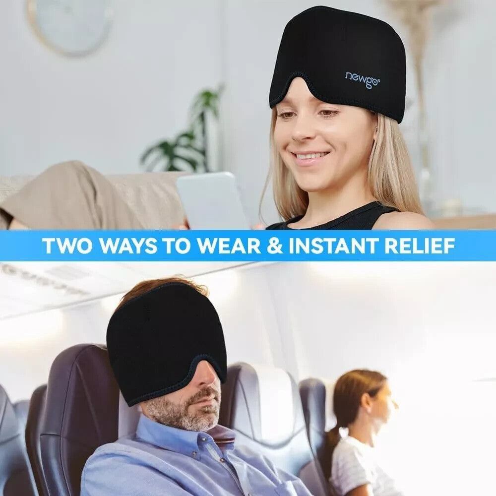 NEWGO Migrane Relief Head Ice Wrap, Reusable Hot Cold Therapy Headache Hat Ice