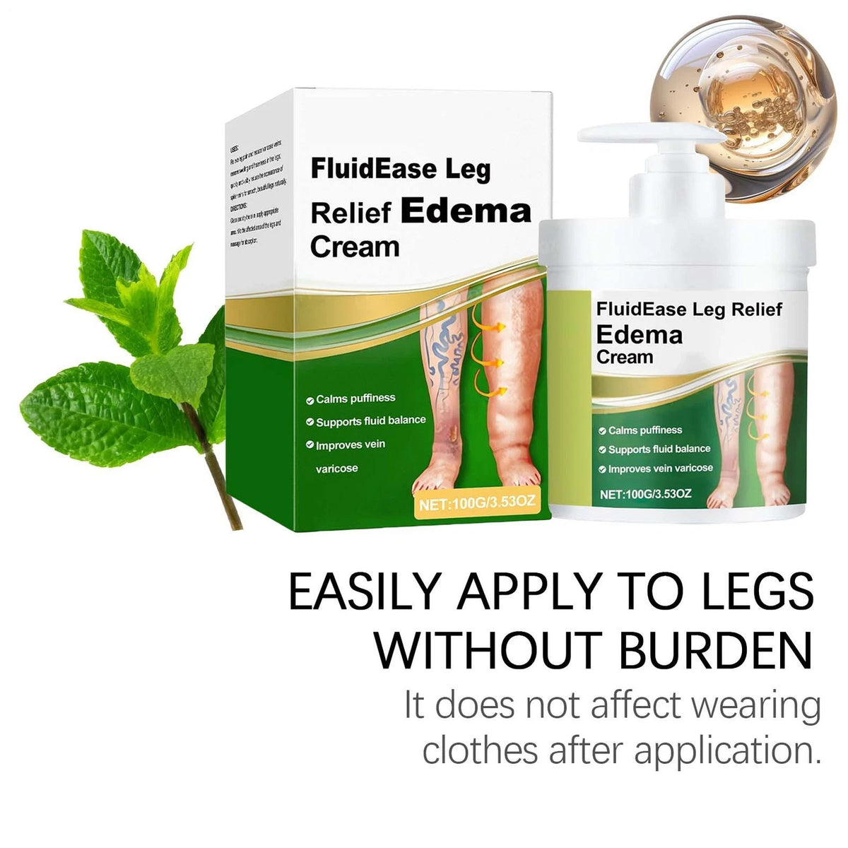 Leg Therapy Edema Cream, Anti Swelling Cream for Legs, Reduce Leg Swelling Natur