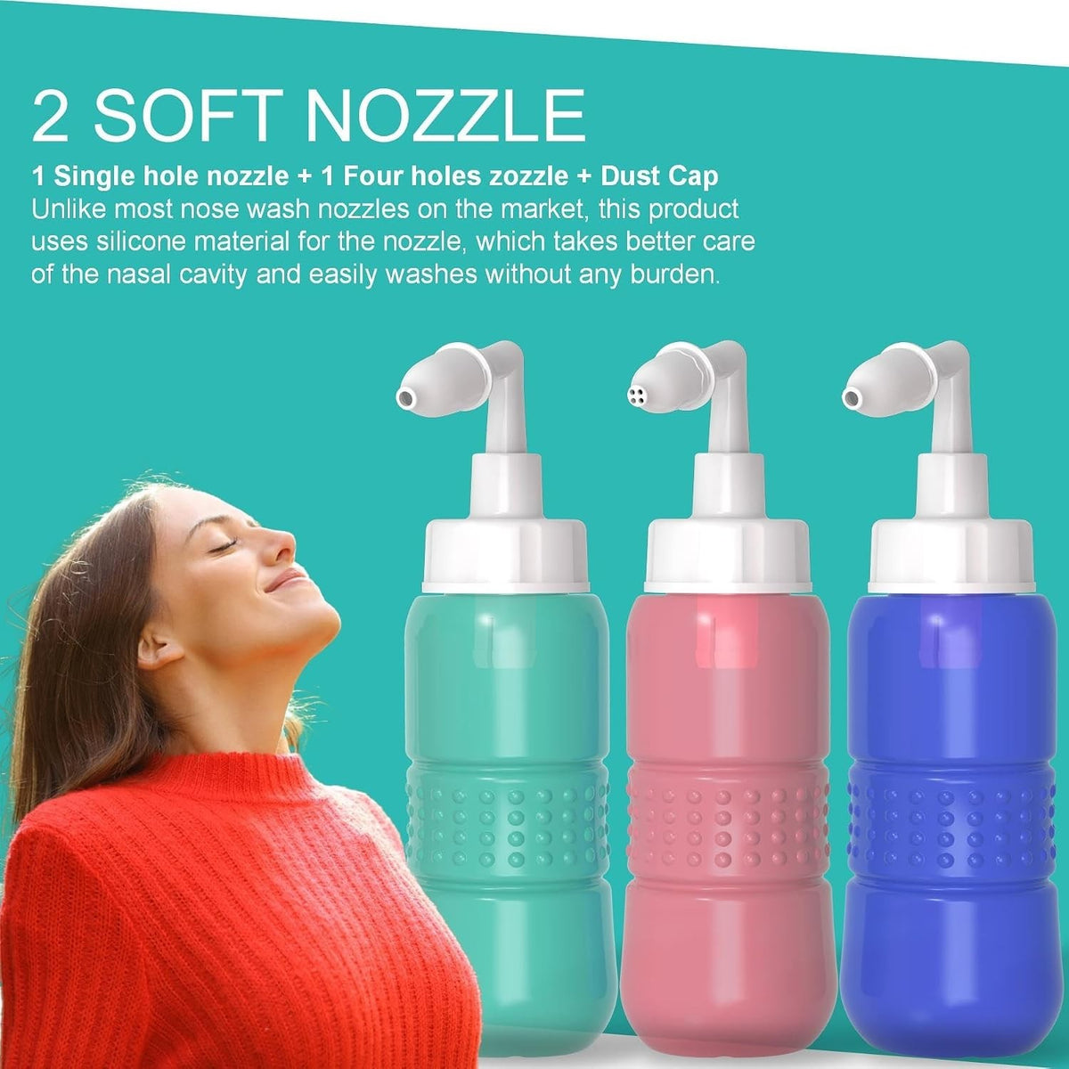 Sinus Rinse Kit 300ml Nasal Rinse Bottle Neti Pot with 40 Saline Salt Sachets UK